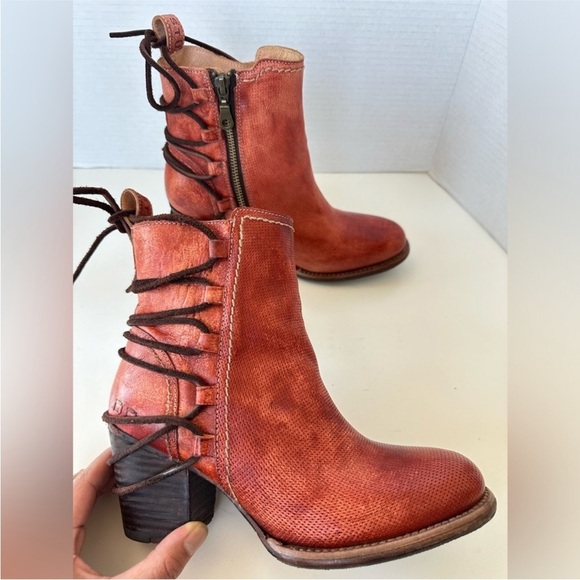 BED STU Blaire Adobe Driftwood Red Leather Rope Ankle Boots Size 7 - Picture 8 of 11